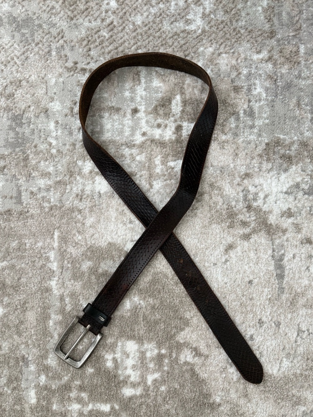 John Varvatos Brown Embossed Leather Belt